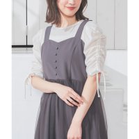 Honeys/ハニーズ Honeys 袖ドロストトップス トップス カットソー 半袖 袖ドロスト ドロスト ストレッチ ジャカード編み 無地 ガーリー 夏 白 黒 レディース/508033129