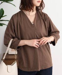 atONE/アットワン atONE ブラウス風タックスキッパー 七分丈Tシャツ/508192044