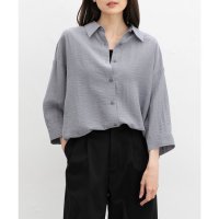 Honeys/ハニーズ Honeys 7分袖ゆるシャツ トップス シャツ ブラウス ハニさら 接触冷感 フロントボタン レギュラーカラー 麻混 レーヨン混 ナイロン混 レディ/508266017