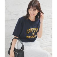 Honeys/ハニーズ Honeys カレッジロゴゆるTシャツ トップス Tシャツ 半袖Tシャツ カットソー 半袖 ロゴ コットン 綿 UVカット USAコットン ゆったり /508266031