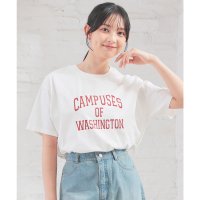 Honeys/ハニーズ Honeys カレッジロゴゆるTシャツ トップス Tシャツ 半袖Tシャツ カットソー 半袖 ロゴ コットン 綿 UVカット USAコットン ゆったり /508266031