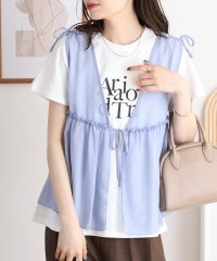 atONE/アットワン atONE シフォンベスト＋天竺AラインシルエットTシャツアンサンブル/508282445