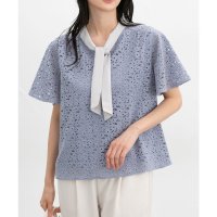 Honeys/ハニーズ Honeys レースボウタイトップス トップス カットソー 半袖 オフィス きれいめ ボウタイトップス ボウタイ レース 花柄レース フレア袖 レディ/508285011