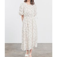 Honeys/ハニーズ Honeys 袖ドロストワンピース ワンピース 半袖 ロング丈 大きいサイズ 袖ドロスト ドロスト Vネック 花柄 水玉柄 ウエストゴム 裏地付き レ/508285013